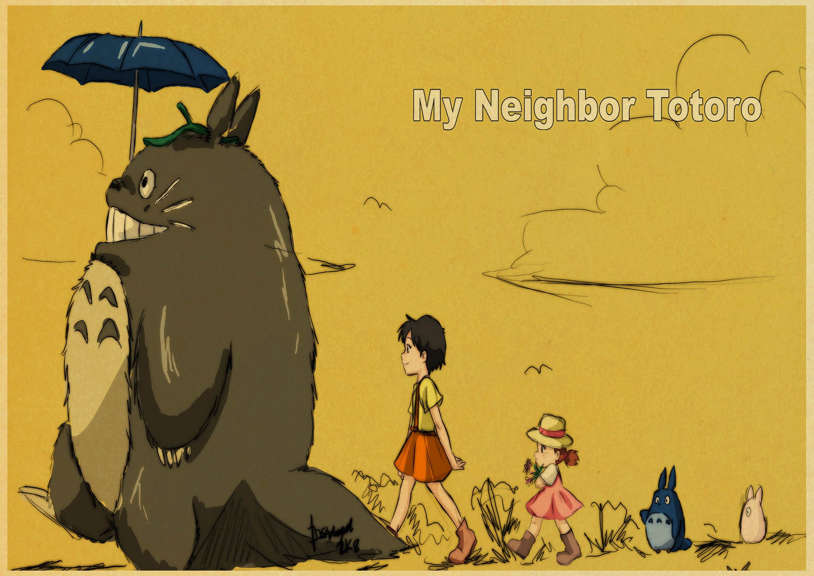 Hayao Miyazaki Anime My Neighbor Totoro Poster For Room Decor Kraft Paper Vintage Printed Posters Art Wall Stickers Painitng - 3