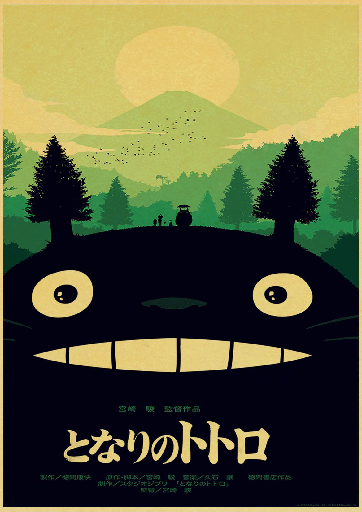 Hayao Miyazaki Anime My Neighbor Totoro Poster For Room Decor Kraft Paper Vintage Printed Posters Art Wall Stickers Painitng - 2