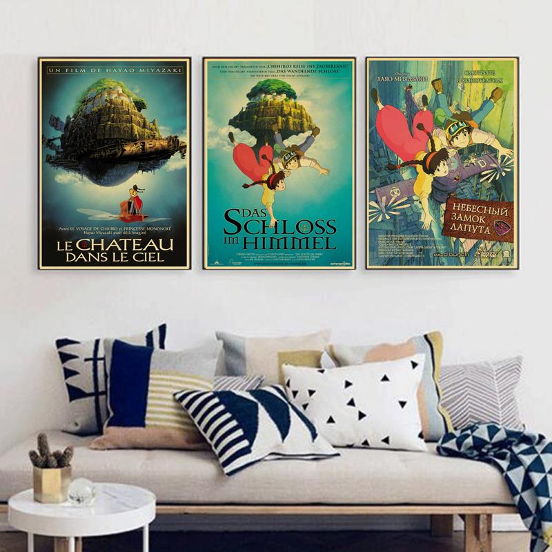 Vintage Poster Miyazaki Hayao Anime Series Kraft Paper Retro Posters Wall Art Painting Kidsroom Decor Sticker - 2
