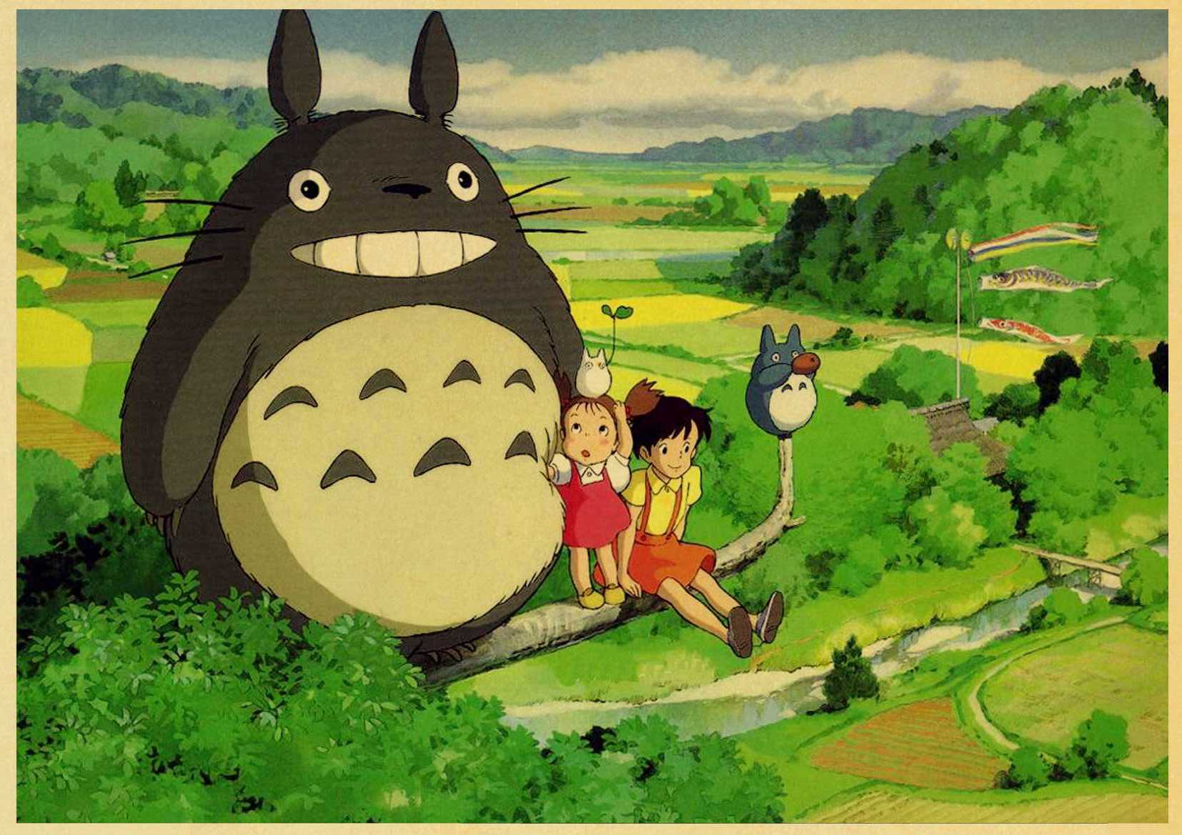 Vintage Cartoon Anime Poster Hayao Miyazaki Totoro Painting Cafe Kid Home Decor Art Kraft Paper Wall Sticker - 3