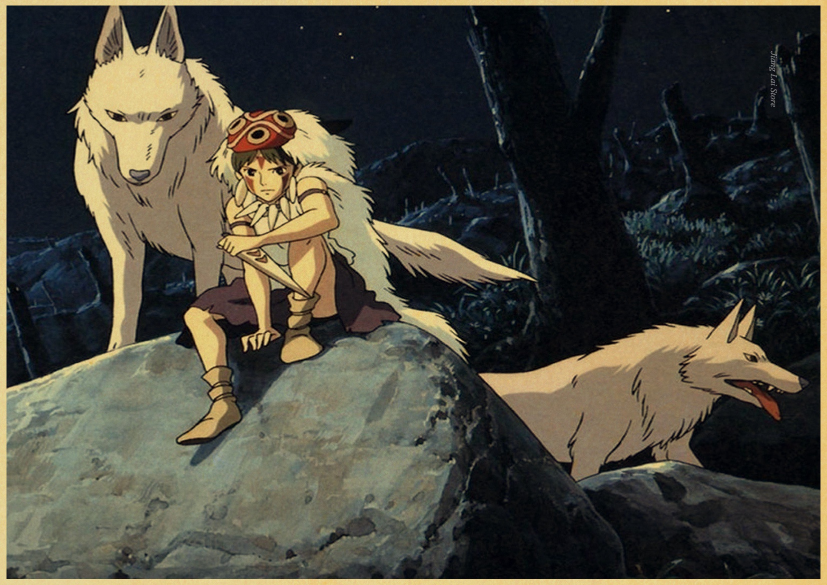 Miyazaki Hayao Princess Mononoke Retro Poster Vintage Wall Decor For Home Bar Cafe Kid Room - 3