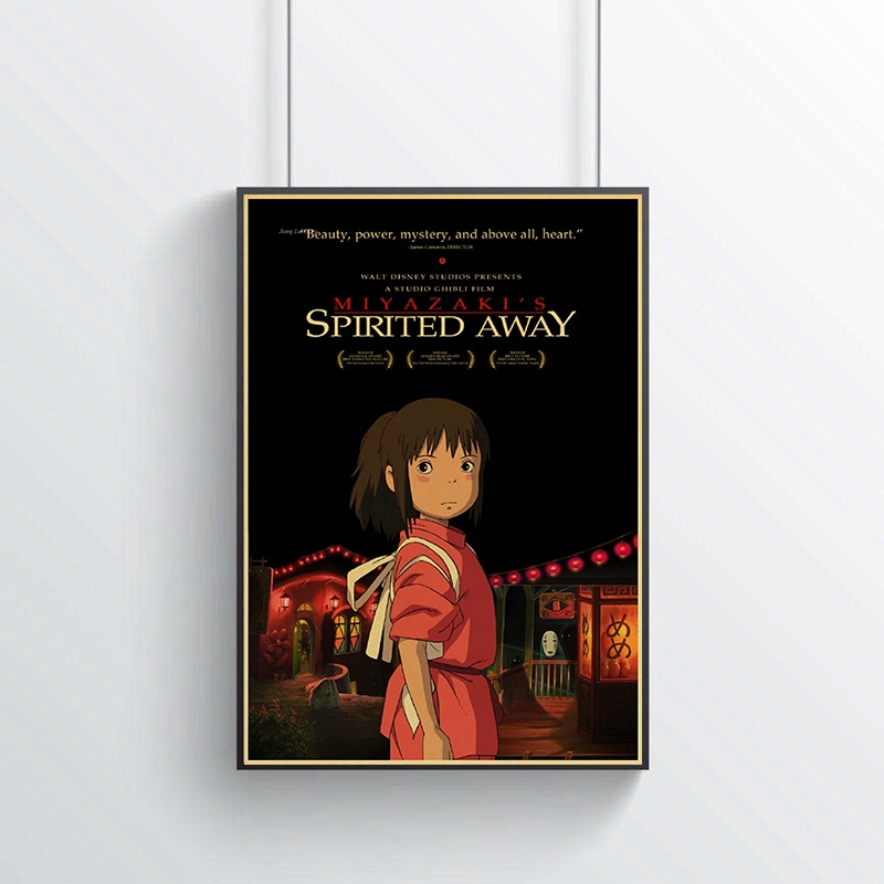 Cartoon Anime Hayao Miyazaki Spirited Away Vintage Retro Poster Painting Home Room Decor Kraft Paper Wall Stickers - 3