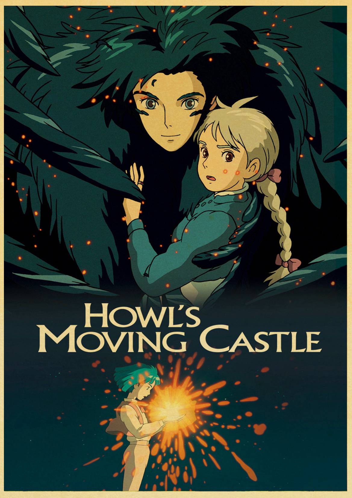 Miyazaki Hayao Movie Howl's Moving Castle Retro Poster Vintage Wall Decor For Home Bar Cafe - 3