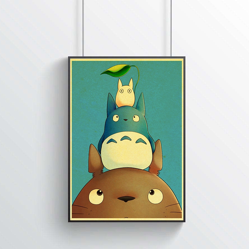 Hayao Miyazaki Classic Anime Movie Totoro Poster Children Room Decor Kraft Paper Vintage Printed Posters Art Wall Stickers - 7