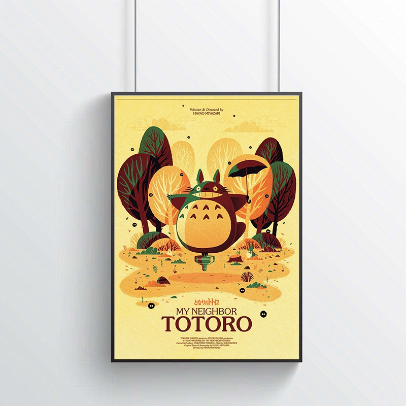 Hayao Miyazaki Classic Anime Movie Totoro Poster Children Room Decor Kraft Paper Vintage Printed Posters Art Wall Stickers - 3