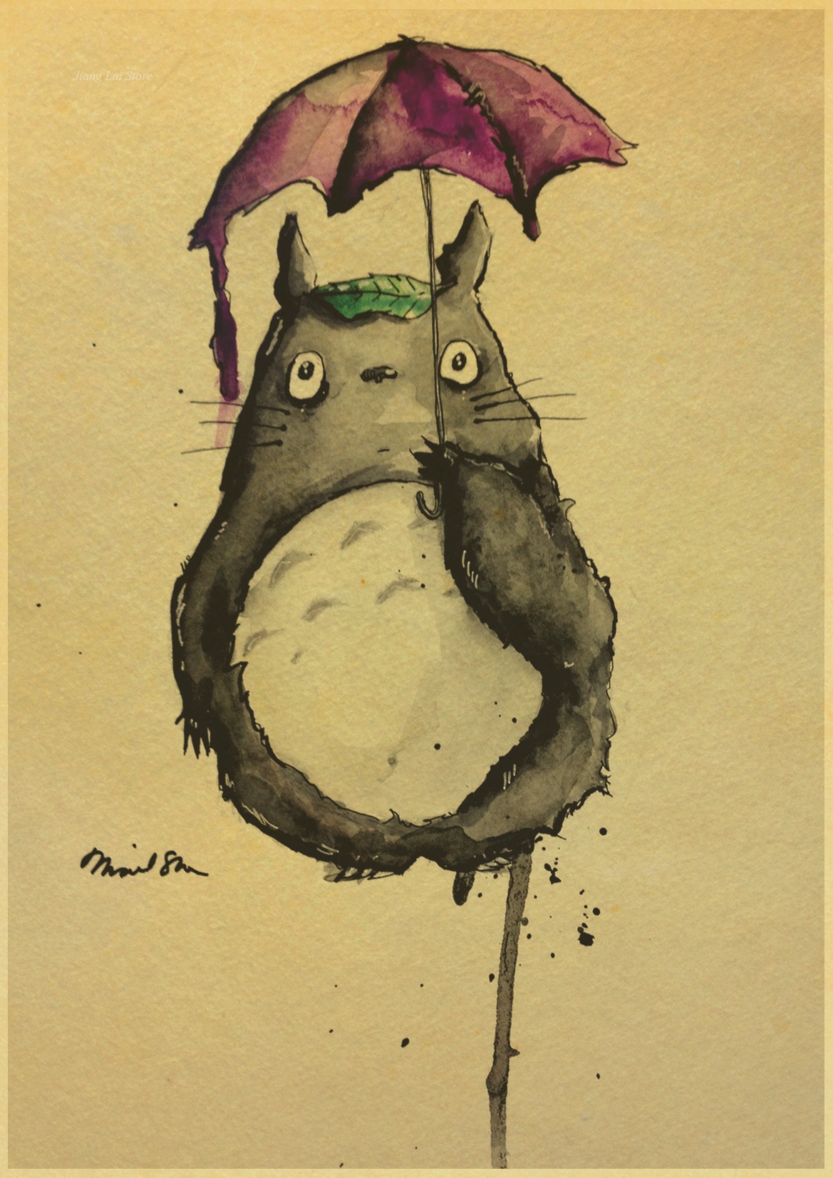 Vintage My Neighbor Totoro Miyazaki Hayao Anime Movie Retro Posters Home Decor Kraft Poster Classic Wall Paper - 5