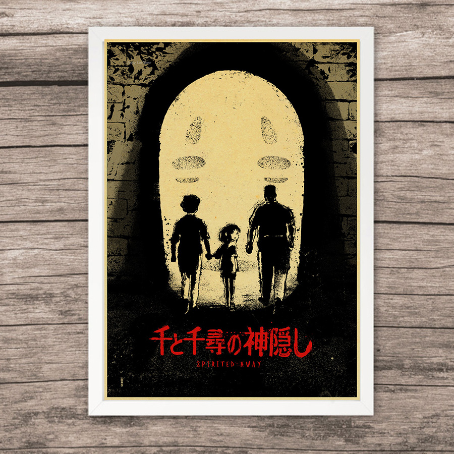 Cartoon Anime Hayao Miyazaki Spirited Away Vintage Poster Retro Painting Home Room Decor Kraft Paper Wall Stickers - 5