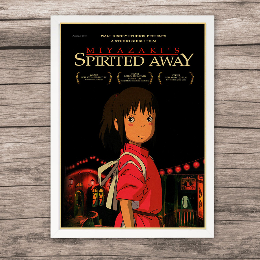 Cartoon Anime Hayao Miyazaki Spirited Away Vintage Poster Retro Painting Home Room Decor Kraft Paper Wall Stickers - 2