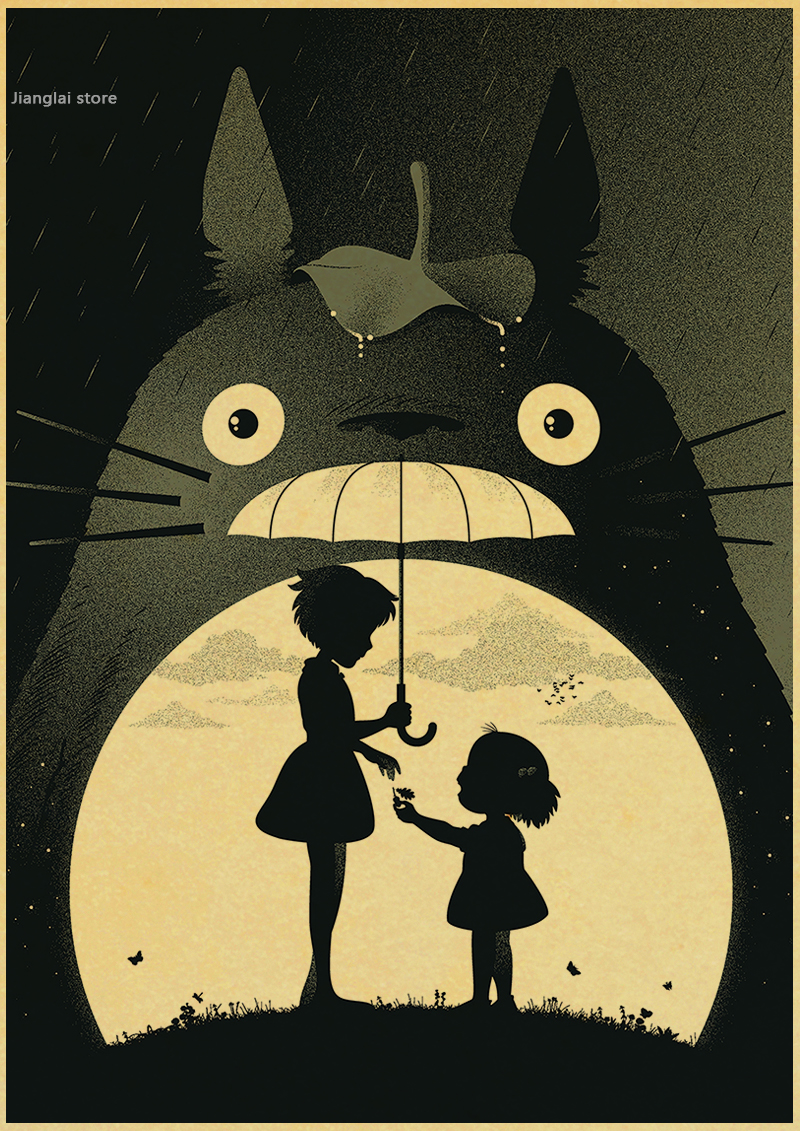 De Neighbor Totoro Anime Posters Poster Hayao Miyazaki Kraft Paper Painting Decorative Vintage - 4