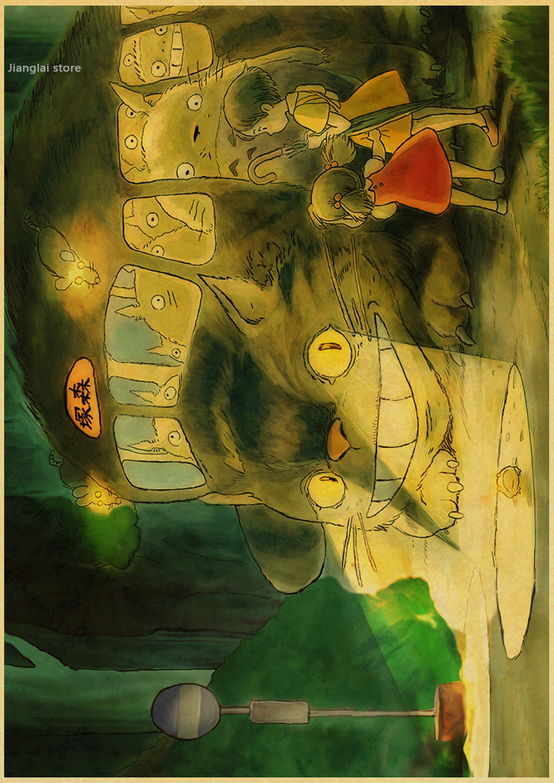 De Neighbor Totoro Anime Posters Poster Hayao Miyazaki Kraft Paper Painting Decorative Vintage - 3