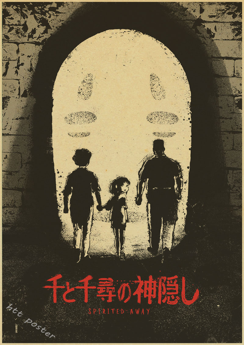 Vintage Cartoon Anime Hayao Miyazaki Totoro Spirited Away Poster Cafe Kid Home Decor Retro Kraft Paper Wall Sticker - 4
