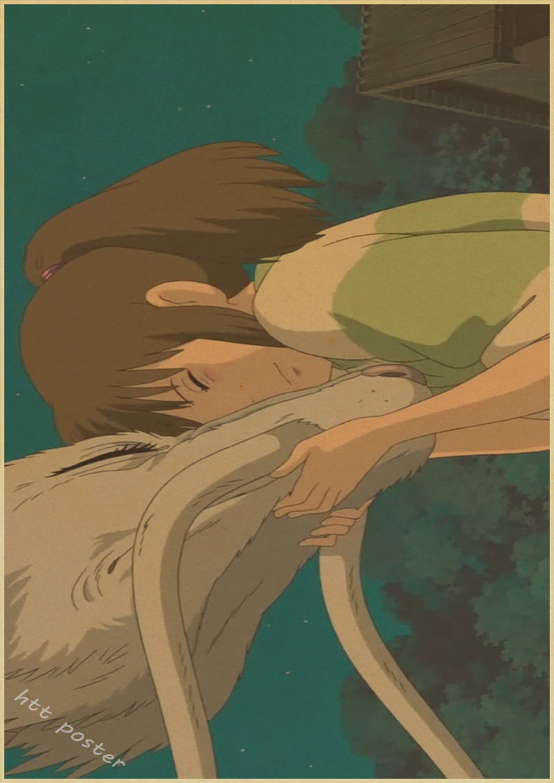 Vintage Cartoon Anime Hayao Miyazaki Totoro Spirited Away Poster Cafe Kid Home Decor Retro Kraft Paper Wall Sticker - 3