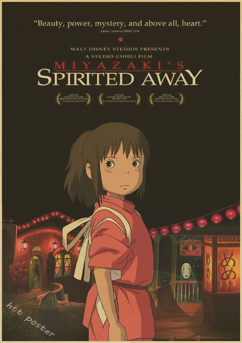 Vintage Cartoon Anime Hayao Miyazaki Totoro Spirited Away Poster Cafe Kid Home Decor Retro Kraft Paper Wall Sticker - 2