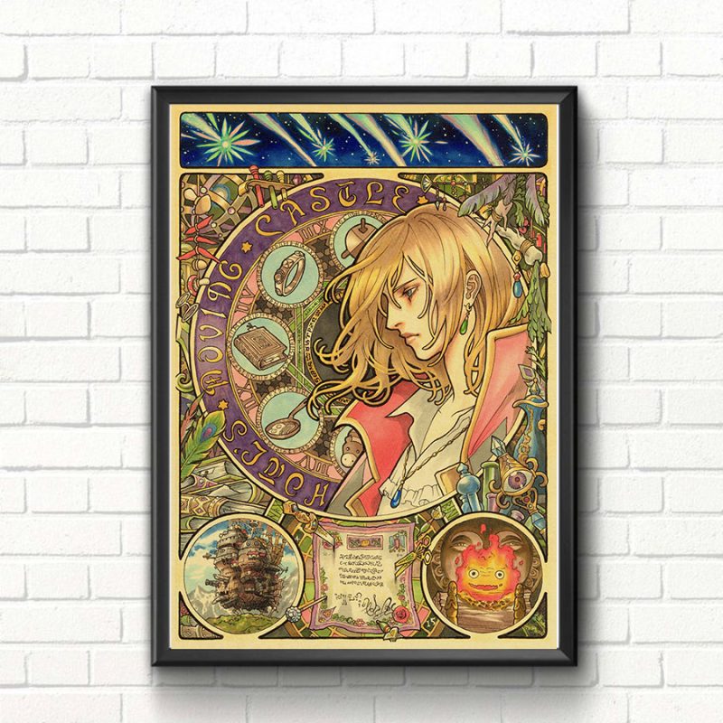 HOWL'S MOVING CASTLE, AFFICHE DE CINEMA VINTAGE HQ