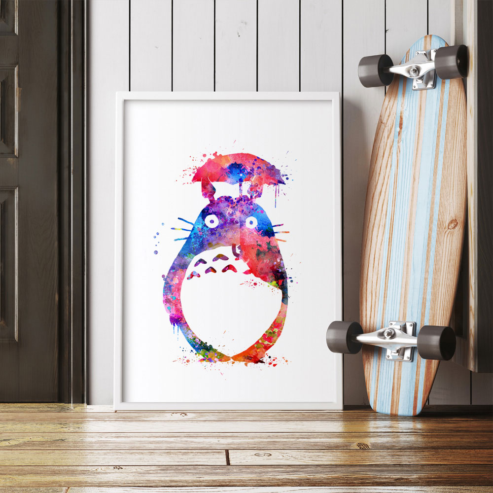 Totoro Art Print Watercolor Movie Miyazaki Anime Poster Fine Painting Wall Decor Cute Picture Kids Room Z151 - 2