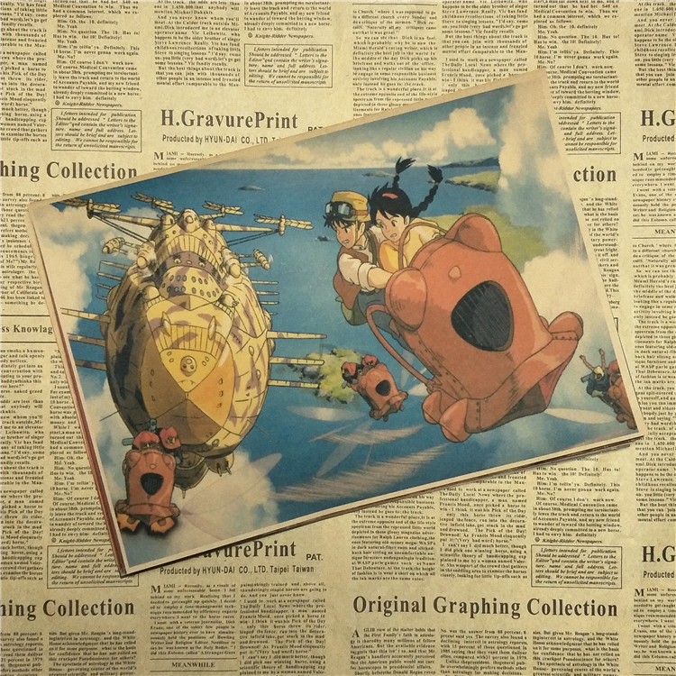 Castle In The Sky Laputa Hayao Miyazaki Anime Kraft Paper Poster Retro Vintage Bar Decorative Painting - 7