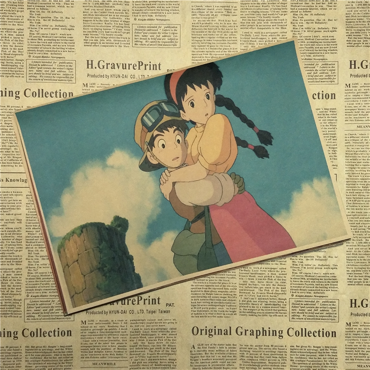 Castle In The Sky Laputa Hayao Miyazaki Anime Kraft Paper Poster Retro Vintage Bar Decorative Painting - 6