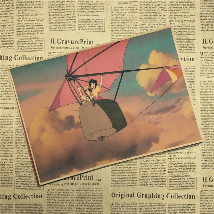 Castle In The Sky Laputa Hayao Miyazaki Anime Kraft Paper Poster Retro Vintage Bar Decorative Painting - 4