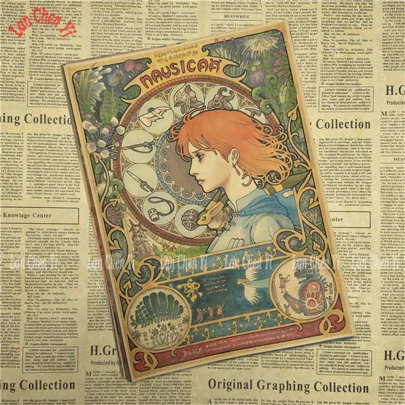 Miyazaki Hayao Painting Art Crafts Home Decor Kraft Paper Poster Vintage Cartoon Anime - 5