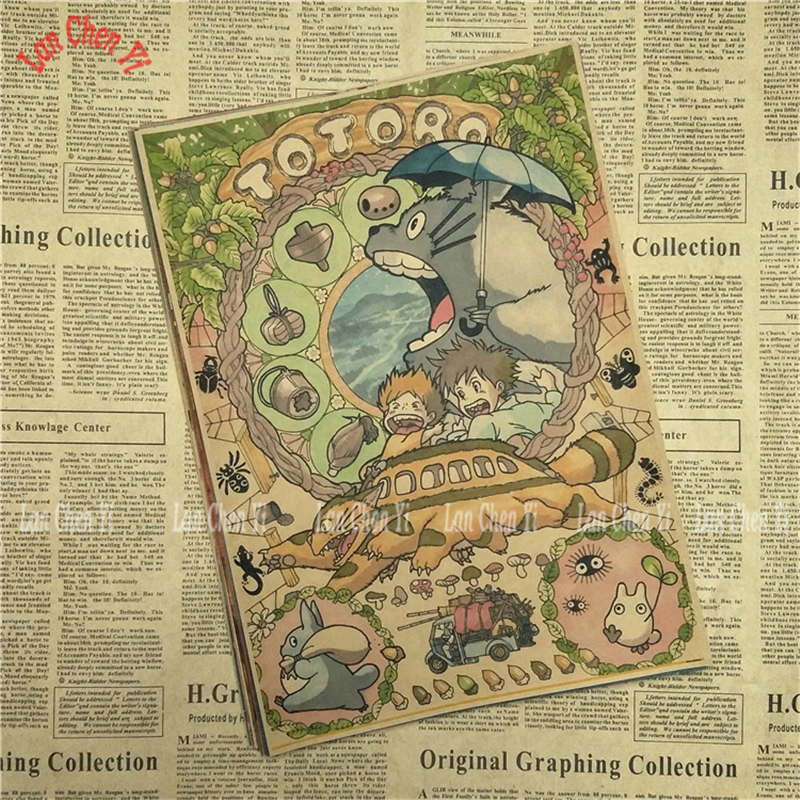 Miyazaki Hayao Painting Art Crafts Home Decor Kraft Paper Poster Vintage Cartoon Anime - 4