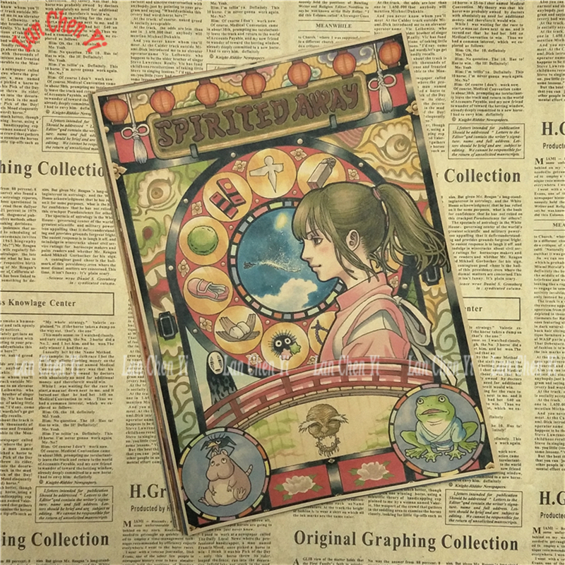 Miyazaki Hayao Painting Art Crafts Home Decor Kraft Paper Poster Vintage Cartoon Anime - 3