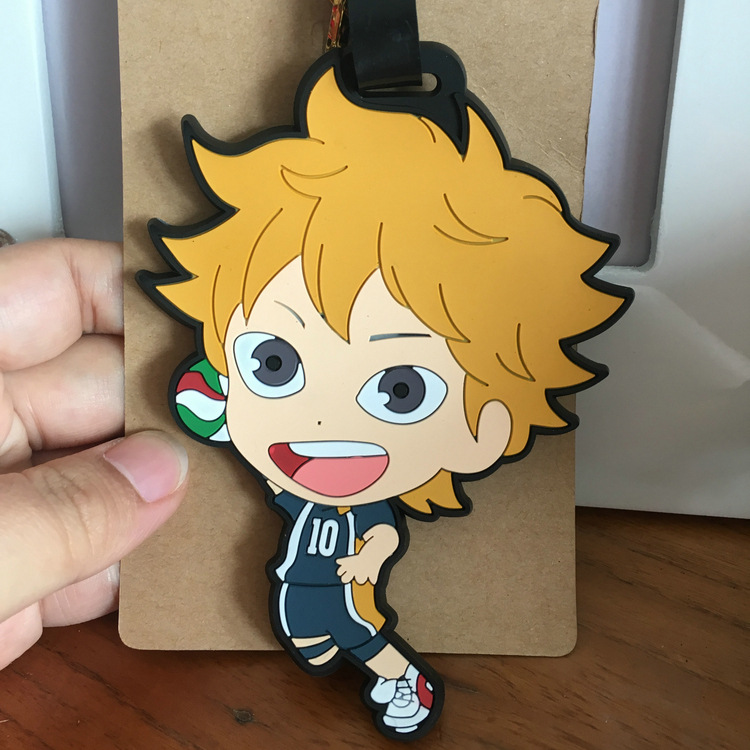 Haikyuu Cartoon Pvc Cosplay Keychain Creative Soft Rubber Luggage Tag Boarding Pass Bag Tags Hanging Ornaments Bags Accessories - 5