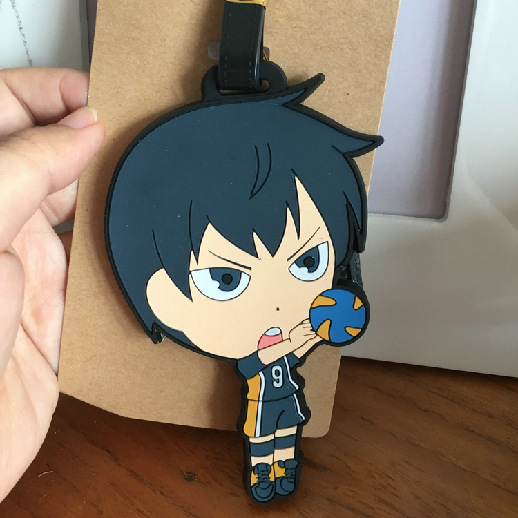 Haikyuu Cartoon Pvc Cosplay Keychain Creative Soft Rubber Luggage Tag Boarding Pass Bag Tags Hanging Ornaments Bags Accessories - 4
