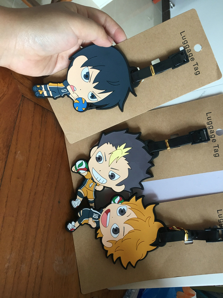 Haikyuu Cartoon Pvc Cosplay Keychain Creative Soft Rubber Luggage Tag Boarding Pass Bag Tags Hanging Ornaments Bags Accessories - 3