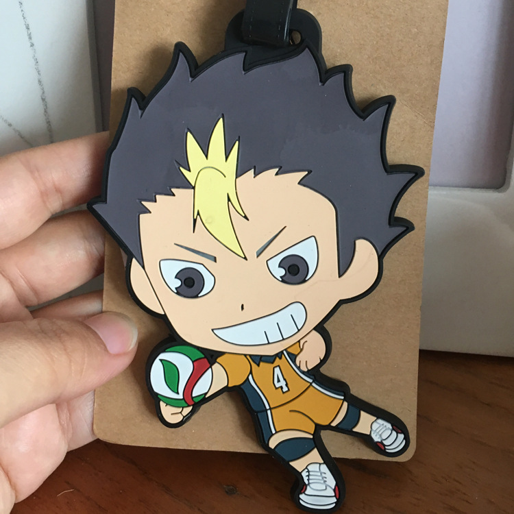 Haikyuu Cartoon Pvc Cosplay Keychain Creative Soft Rubber Luggage Tag Boarding Pass Bag Tags Hanging Ornaments Bags Accessories - 2