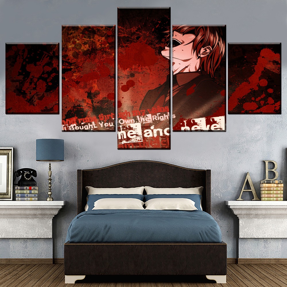 Modern Canvas Painting Hd Prints Type Home Decoration 3 Piece Wall Art Anime Death Note Light Evil Smile For Living Room Artwork - 4