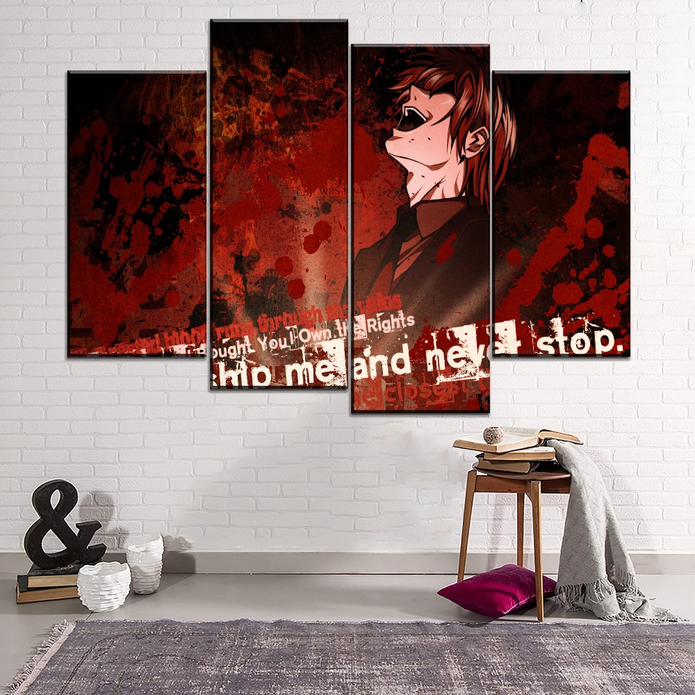 Modern Canvas Painting Hd Prints Type Home Decoration 3 Piece Wall Art Anime Death Note Light Evil Smile For Living Room Artwork - 3