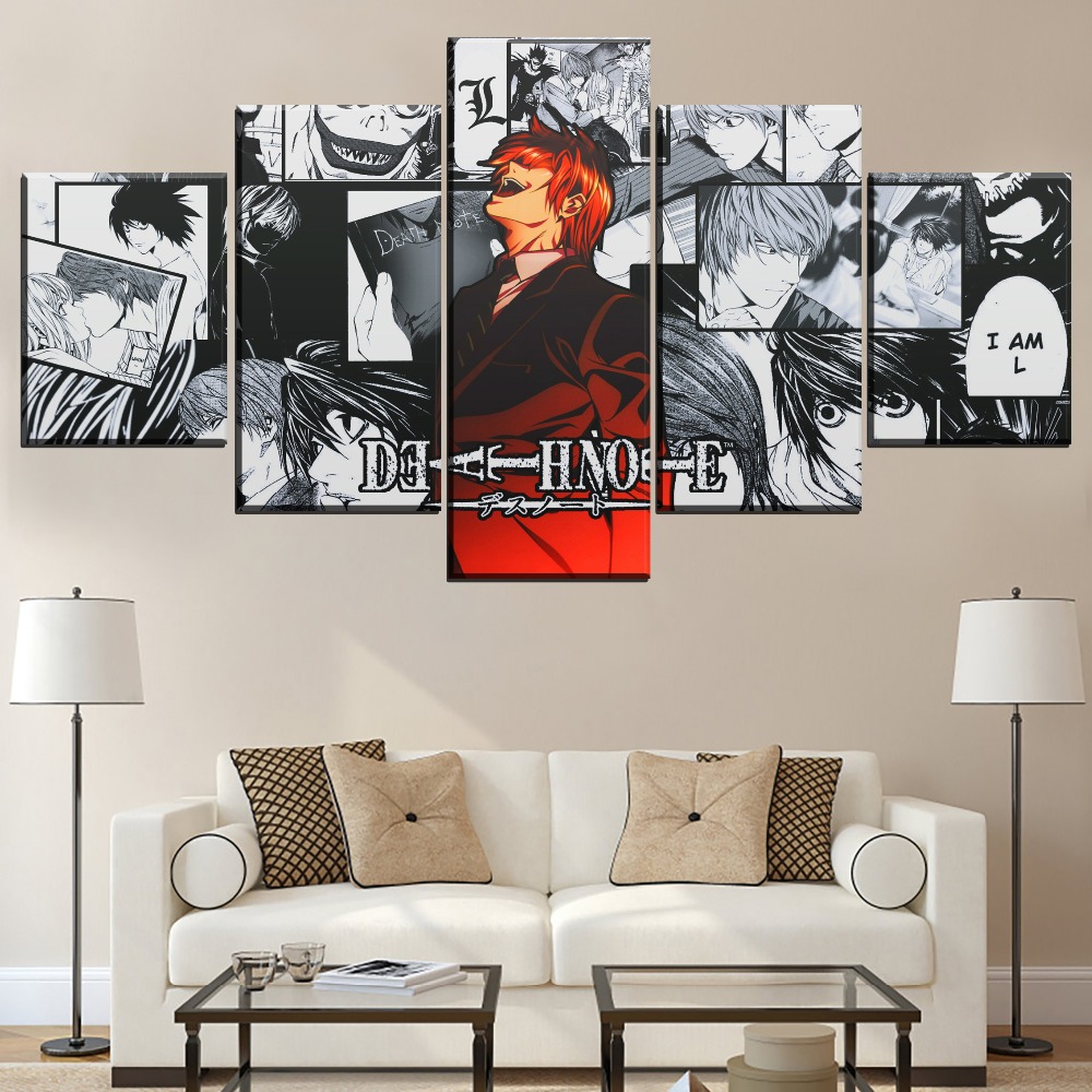 Modern Wall Art Posters Home Decor Framework Canvas Pictures 3 Pcs Anime Death Note Protagonist Light Yagami Print Type Painting - 4