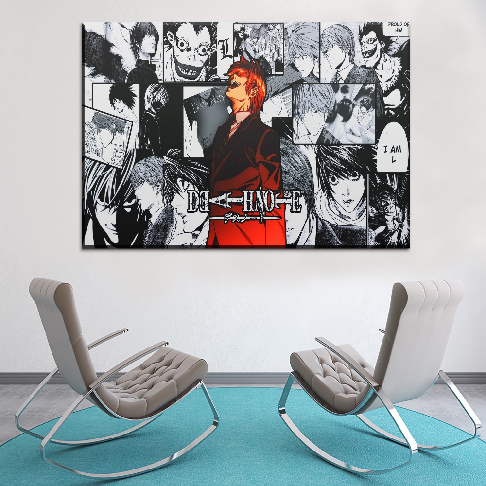 Modern Wall Art Posters Home Decor Framework Canvas Pictures 3 Pcs Anime Death Note Protagonist Light Yagami Print Type Painting - 3