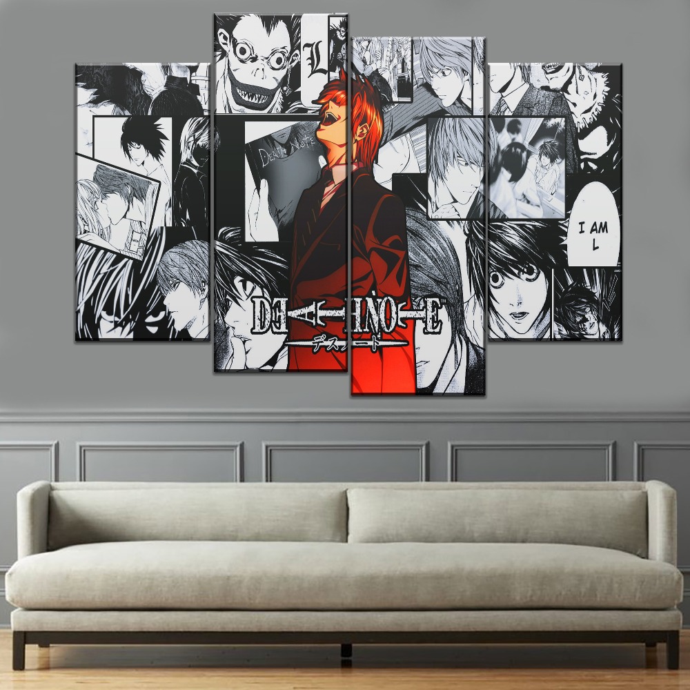 Modern Wall Art Posters Home Decor Framework Canvas Pictures 3 Pcs Anime Death Note Protagonist Light Yagami Print Type Painting - 2
