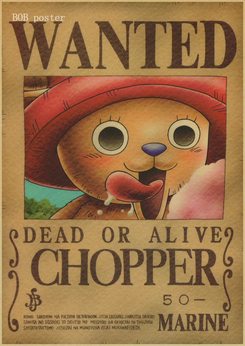 1 Pcs Home Decor Wall Stickers Vintage Paper Anime Poster One Piece Posters Luffy Wanted - 2