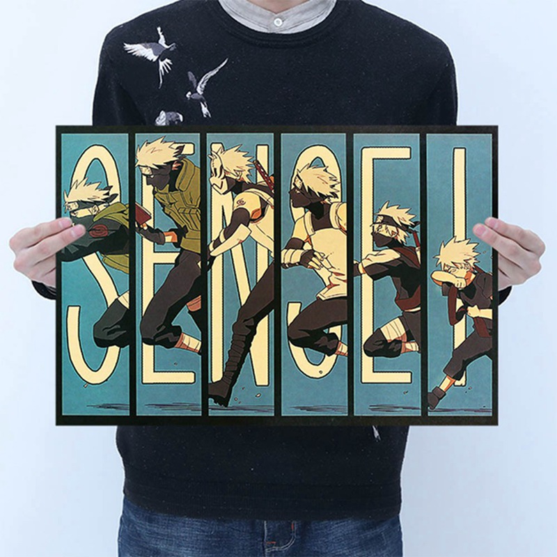 Vintage Cartoon Anime Naruto Poster Bar Kids Room Home Decor Comics Retro Kraft Paper Painting - 6