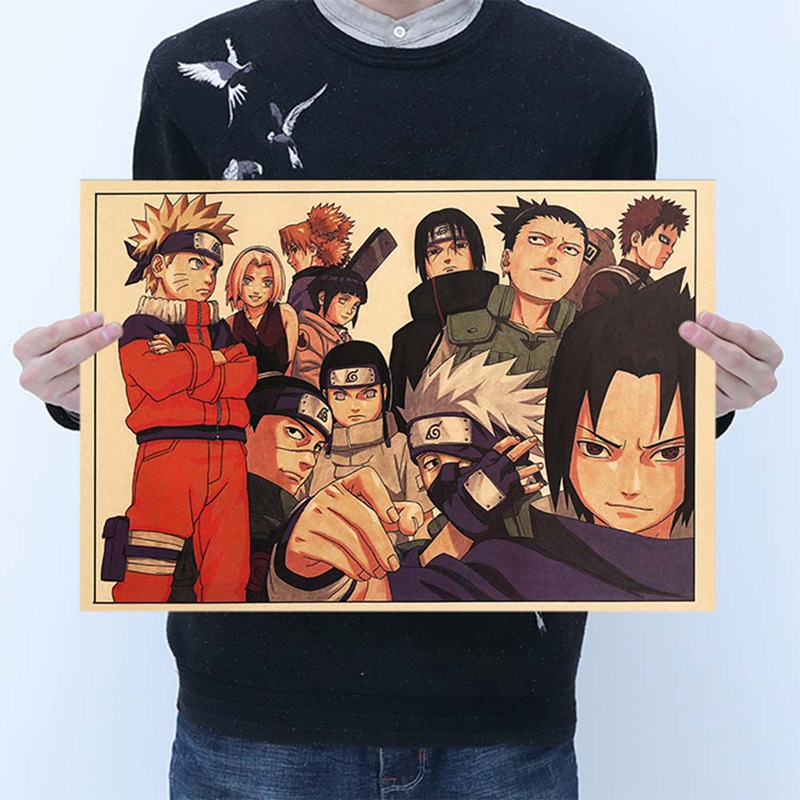 Vintage Cartoon Anime Naruto Poster Bar Kids Room Home Decor Comics Retro Kraft Paper Painting - 3
