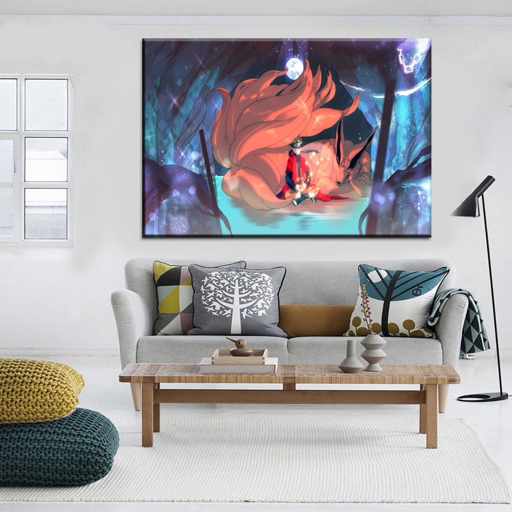 Wall Art Anime Naruto Picture Decor Framework 5 Piece On Canvas Hd Print Type Kurama And Uzumaki Posters For Living Room - 2