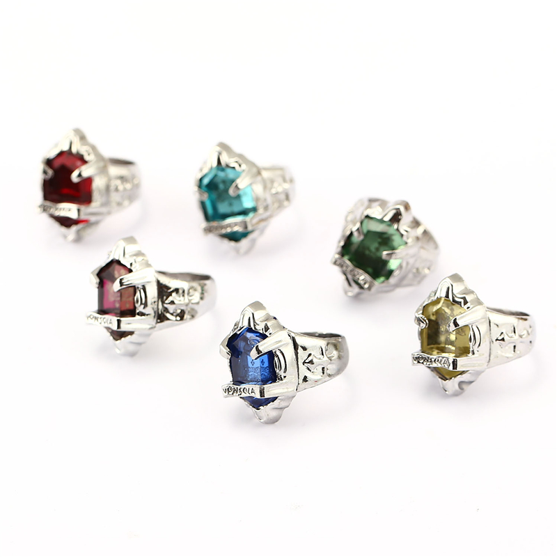 J Store 6 Colors Hitman Reborn Vongola Katekyo Size 8 Crystal Stone Finger Alloy Rings For Women Men Cosply Jewelry Gift Jj11688 - 2