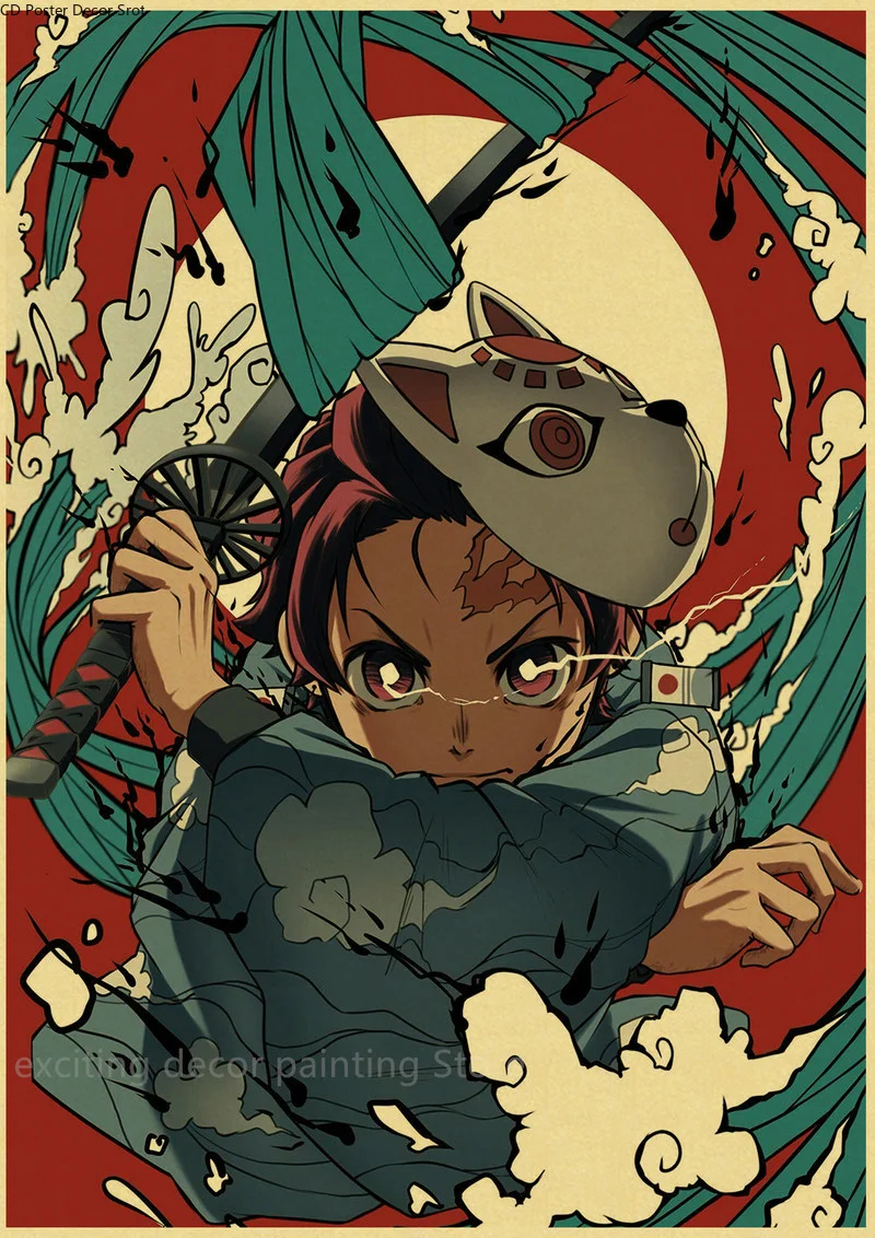 Demon Slayer Anime Kraft Paper Posters Vintage Aesthetic Room Decor Art - 6