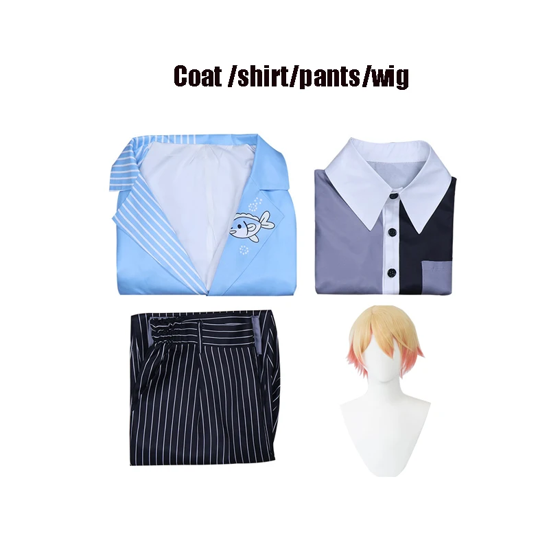 Tenma Tsukasa Project Sekai Cosplay Costume Blueblack Wig Set - 6